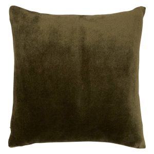 Coussin velours kaki 38×38