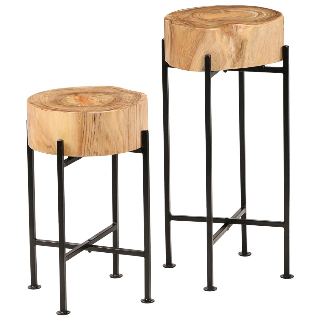 Lot de 2 tables basses en acacia (MARKETPLACE) – Image 2