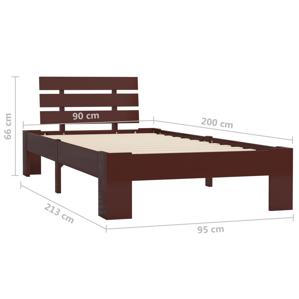 Lit en bois foncé 90×190-200 (MARKETPLACE) – Image 4