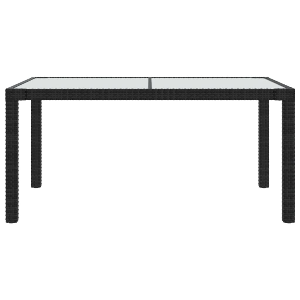 Table à manger d’extérieur/jardin noire en verre et résine tressée 150×90 (MARKETPLACE) – Image 3