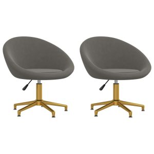 Lot de 2 fauteuils pivotants en velours gris (MARKETPLACE)