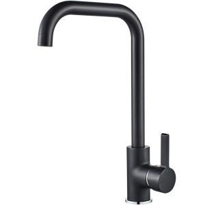 Mitigeur de cuisine noir mat bec haut H35