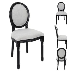 Lot de 2 chaises charme en tissus gris pied noir (Marketplace)
