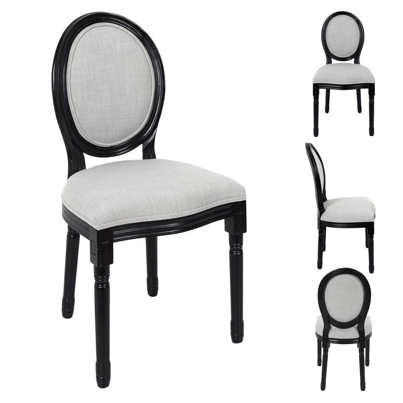 Lot de 2 chaises charme en tissus gris pied noir (Marketplace)