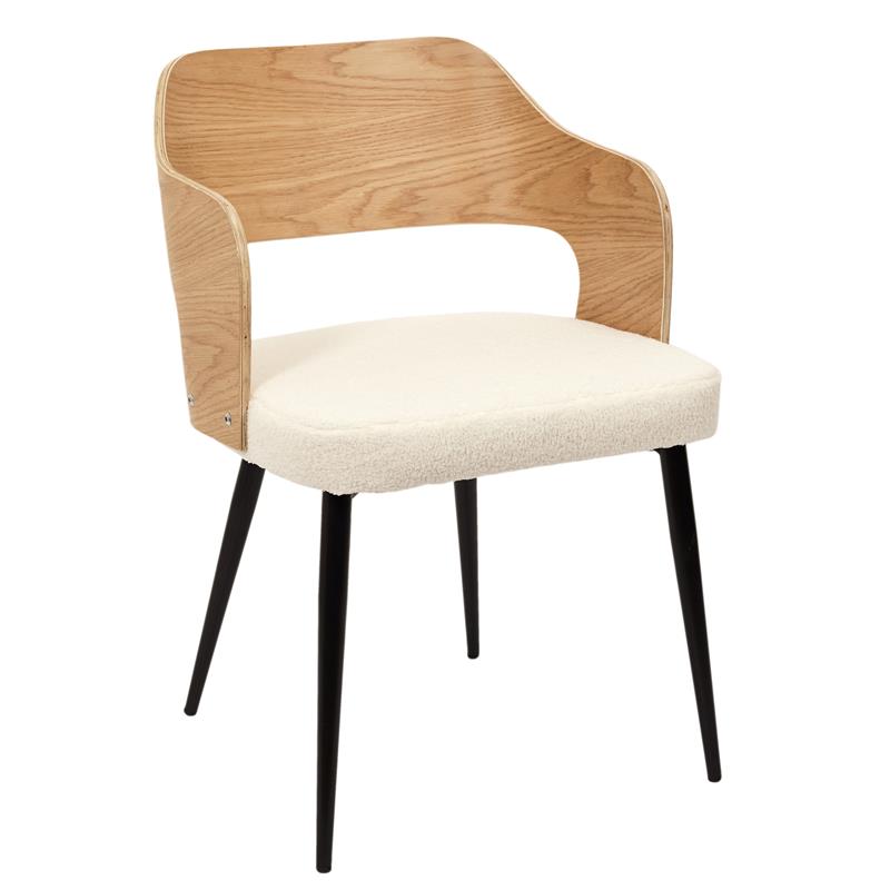 Fauteuil art déco en bouclette et dossier bois