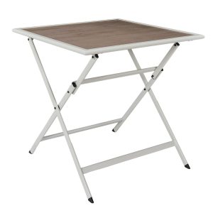 Table en métal effet bois pour extérieur 70X70