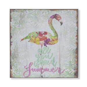 Tableau en bois 25×25 Flaman rose