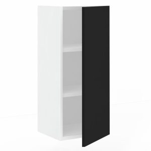 Meuble haut 1 porte L30 x H70 x P33 – Noir mélaminé mat – meuble livré monté