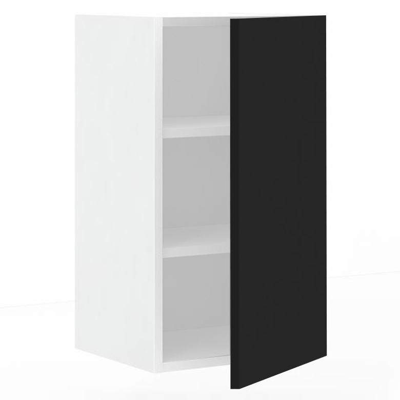 Meuble haut 1 porte L40 x H70 x P33 – Noir mélaminé mat – meuble livré monté – Image 2