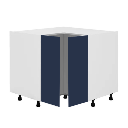 Meuble bas d’angle L93 x H85 x P93 – Bleu Pantone laqué mat – meuble livré monté – Image 2