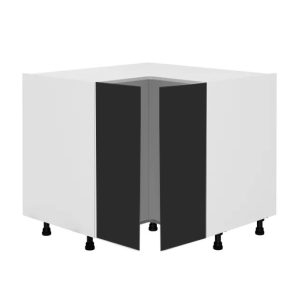 Meuble bas d’angle L93 x H85 x P93 – Noir mélaminé mat – meuble livré monté