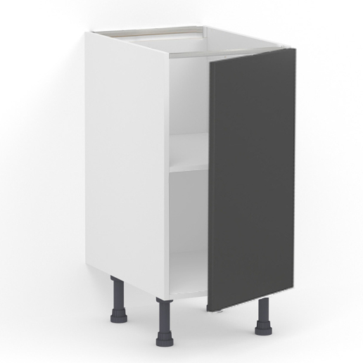 Meuble bas 1 porte L40 x H85 x P58 – Gris mélaminé mat – meuble livré monté