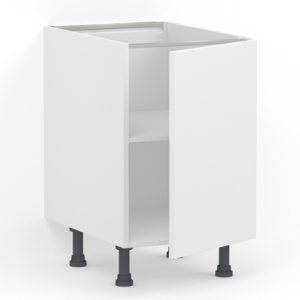 Meuble bas 1 porte L60 x H85 x P58 – Blanc laqué mat – meuble livré monté