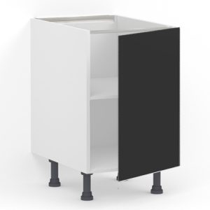 Meuble bas 1 porte L60 x H85 x P58 – Noir mélaminé mat – meuble livré monté