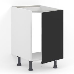 Meuble bas 1 porte L60 x H85 x P58 – Evier – Noir mélaminé mat – meuble livré monté