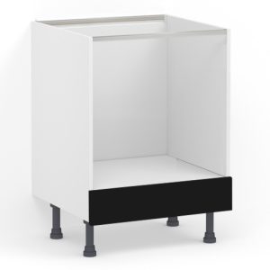 Meuble bas 1 porte L60 x H85 x P58 – Four – Noir laqué mat – meuble livré monté