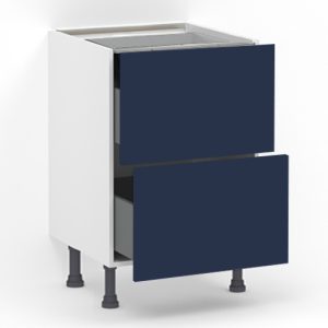 Meuble bas 2 tiroirs casseroliers (Soft close) L60 x H85 x P58 – Bleu Pantone laqué mat – meuble livré monté