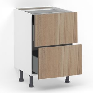 Meuble bas 2 tiroirs casseroliers (Sans amortie) L60 x H85 x P58 – Bois clair mélaminé – meuble livré monté