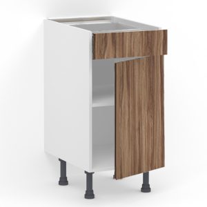 Meuble bas 1 tiroir (Sans amortie) + 1 porte L40 x H85 x P58 – Bois foncé mélaminé – meuble livré monté
