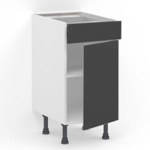 Meuble bas 1 tiroir (Soft Close) + 1 porte L40 x H85 x P58 – Gris mélaminé mat