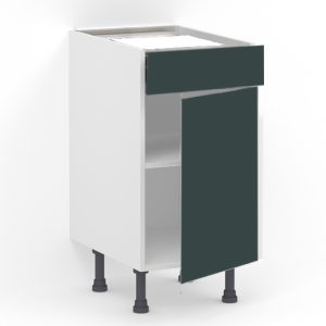 Meuble bas 1 tiroir (Sans amortie) + 1 porte L40 x H85 x P58 – Vert Pantone laqué mat – meuble livré monté