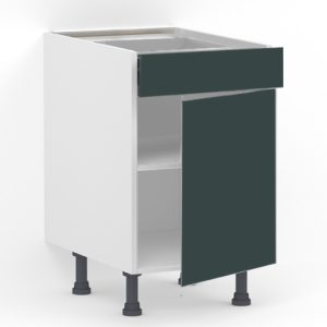 Meuble bas 1 tiroir (Sans amortie) + 1 porte L60 x H85 x P58 – Vert Pantone laqué mat – meuble livré monté