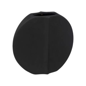 Vase plat en terre cuite noire H20