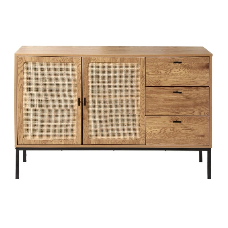 Buffet 2 portes et 3 tiroirs en rotin L120 – Image 3