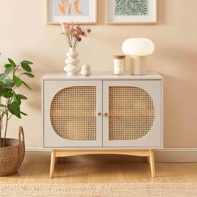 Buffet vintage en cannage gris – Image 5