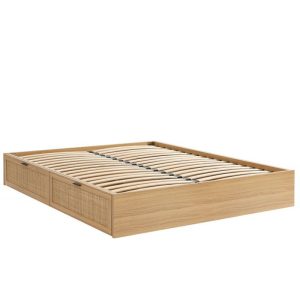 Lit en bois avec 4 tiroirs en rotin 140×190 (sommer inclus)