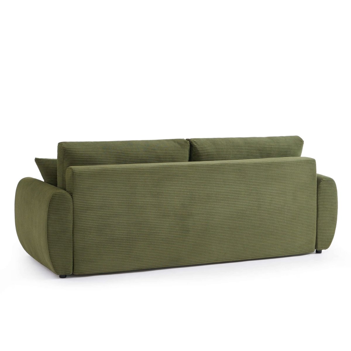 Canapé droit convertible 4 places en velours côtelé vert olive – Image 6
