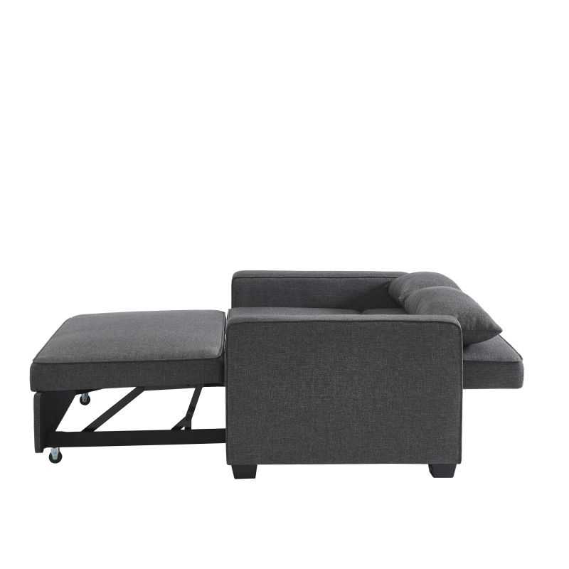 Canapé droit convertible 2 places en tissus gris – Image 8