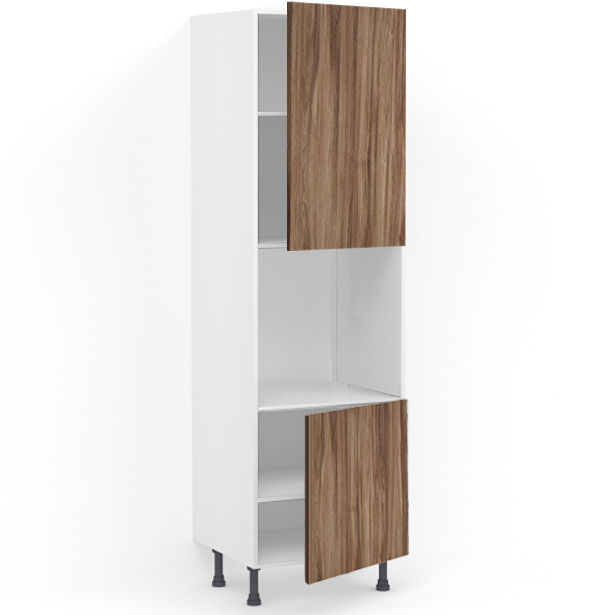 Colonne 2 portes + four L60 x H215 x P58 – Bois foncé mélaminé – meuble livré monté – Image 2