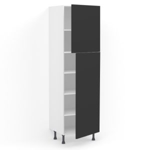 Colonne 2 portes L60 x H215 x P58 – Noir laqué mat – meuble livré monté