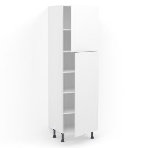 Colonne 2 portes L60 x H215 x P58 – Blanc mélaminé mat – meuble livré monté