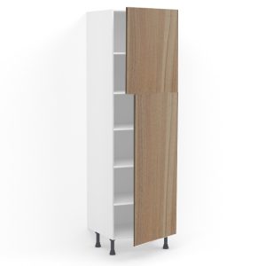 Colonne 2 portes L60 x H215 x P58 – Bois clair mélaminé – meuble livré monté