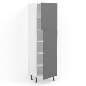 Colonne 2 portes L60 x H215 x P58 – Gris mélaminé mat – meuble livré monté