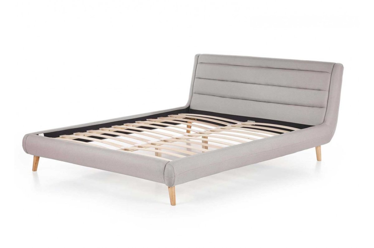 Lit en tissus gris 140×190 + sommier à latte – Image 3