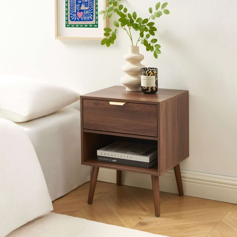 Lot de 2 tables de chevet NEAB effet noyer – Image 3