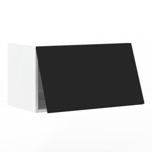 Meuble haut 1 porte L60 x H35 x P33 – Noir mélaminé mat – meuble livré monté