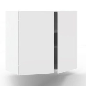 Meuble haut 2 portes L80 x H70 x P33 – Blanc laqué brillant – meuble livré monté