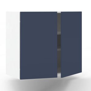 Meuble haut 2 portes L80 x H70 x P33 – Bleu Pantone laqué mat – meuble livré monté