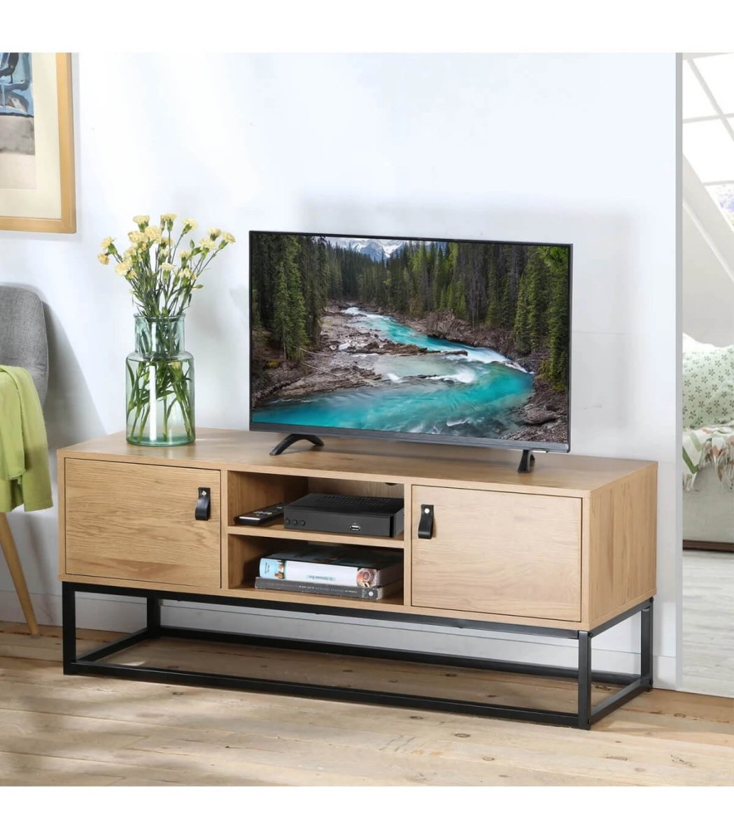 Meuble TV bois et métal 120x48x39