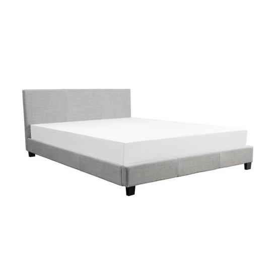 Lit en tissus gris 160×200 + sommier à latte – Image 2