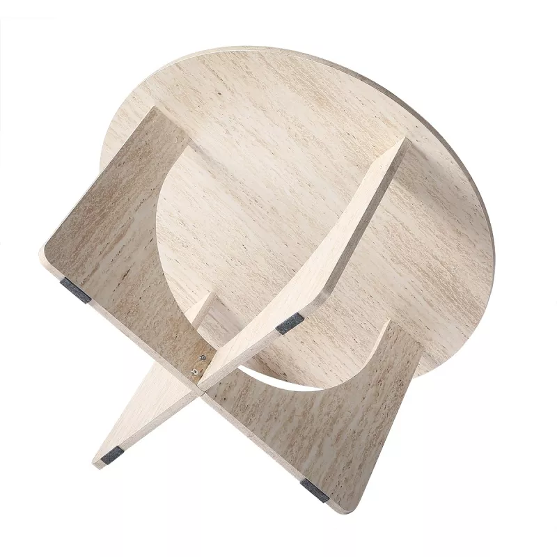 Table basse ronde D70 cm décor travertin MARLA – Image 7