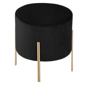 Pouf en velours noir H40