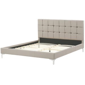 Lit en simili gris 140×190 + sommier à latte